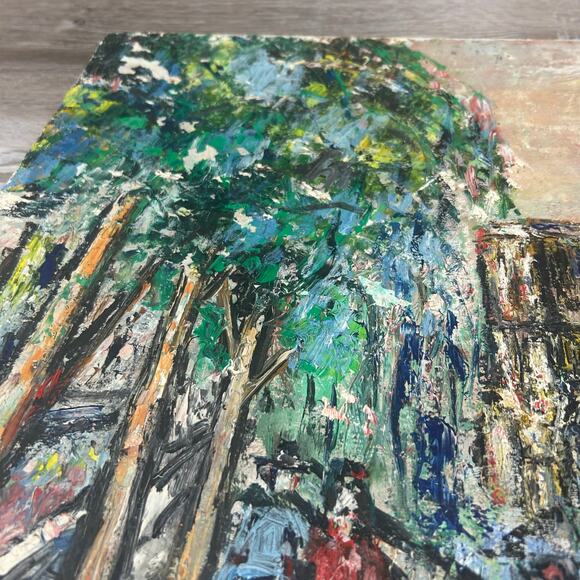 Vintage Oil Painting Signed J.D’Avo Paris Street Scene River Bridge 25x19 Canvas - Picture 4 of 11